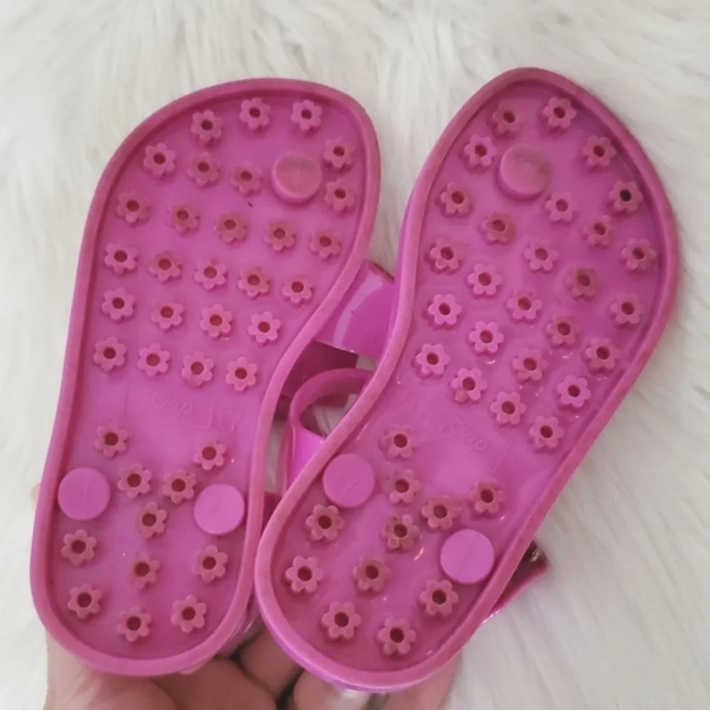 Gap toddler girls jelly thong sandals with bows sz 7